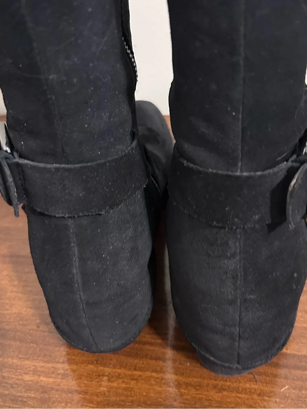 Donald J. Pliner Black Suede Over-the-Knee Boots with Buckle